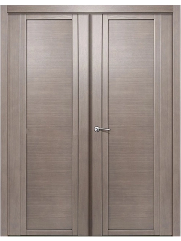 Межкомнатная двустворчатая дверь шпон QDO дуб грейвуд глухая