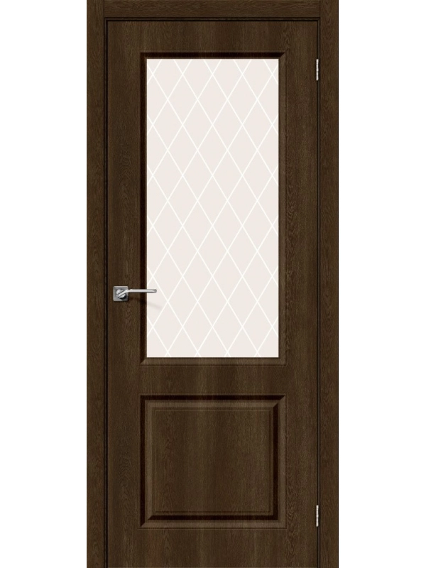 Межкомнатная дверь пвх Скинни-13 dark barnwood white crystal со стеклом