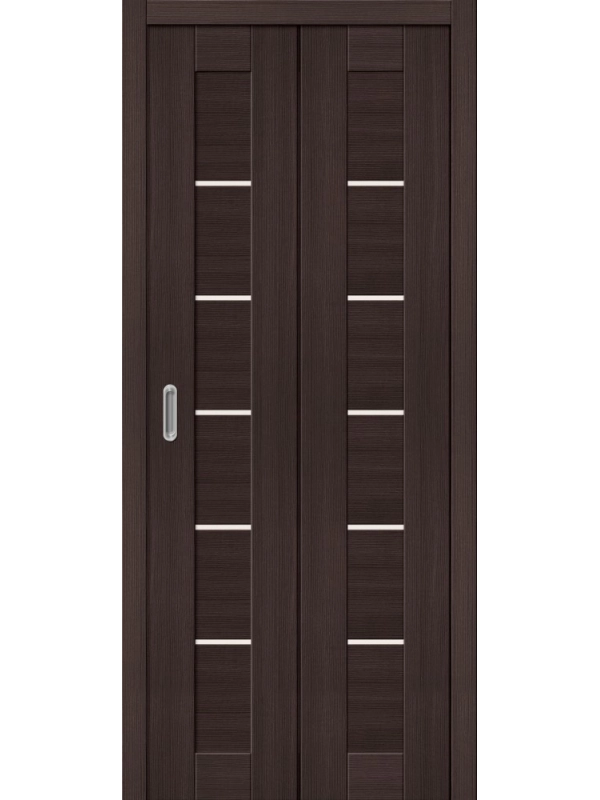 Межкомнатная складная дверь экошпон Браво-22 wenge melinga со стеклом