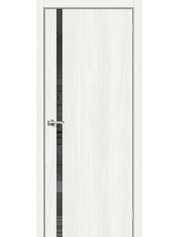 Межкомнатная дверь экошпон Браво-1.55 White Dreamline со стеклом Mirox Grey