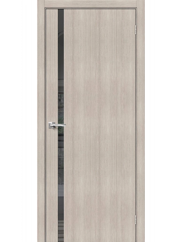 Межкомнатная дверь экошпон Браво-1.55 Cappuccino Melinga со стеклом Mirox Grey