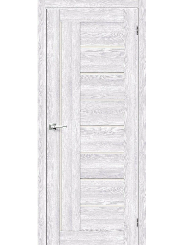 Межкомнатная дверь экошпон Браво-29 Riviera Ice со стеклом Magic Fog