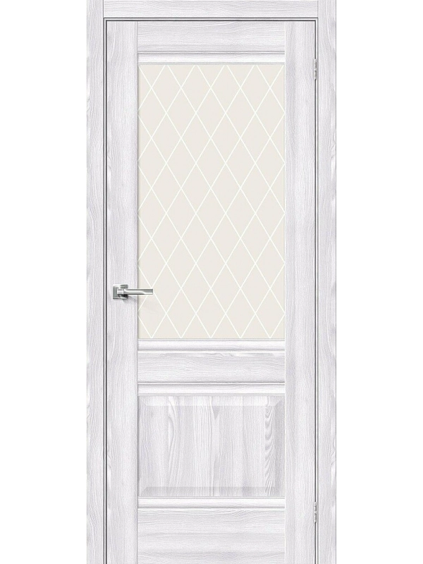Межкомнатная дверь экошпон Прима-3 Riviera Ice со стеклом White Сrystal