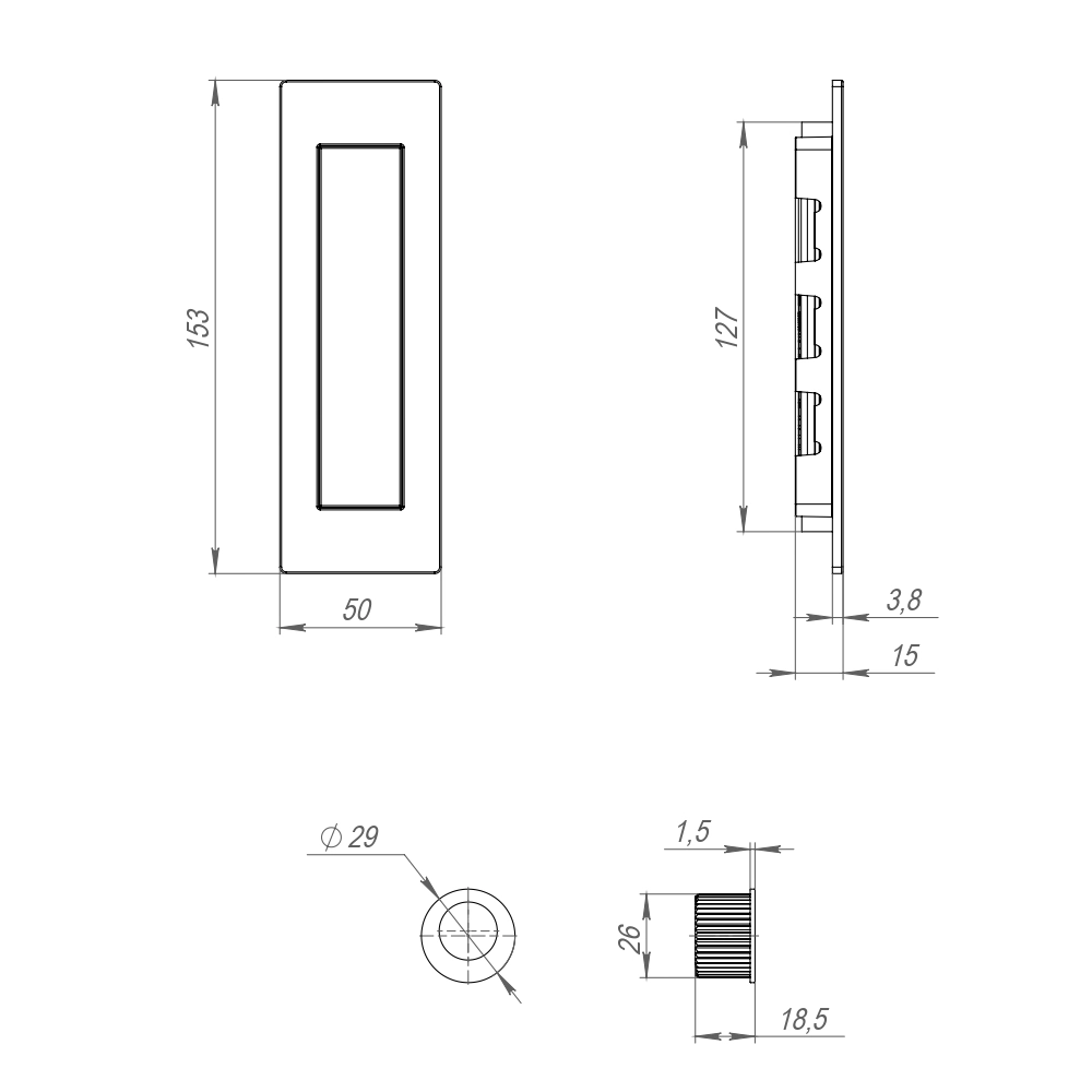 Ручка Armadillo (Армадилло) для раздвижных дверей SH.URB153.010 (SH010 URB) АВ-7 бронза