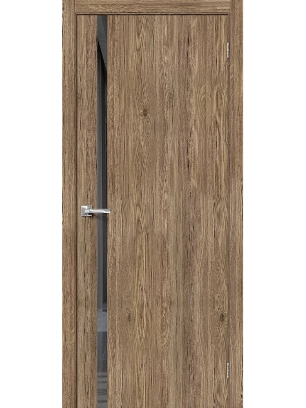 Межкомнатная дверь экошпон Браво-1.55 Original Oak со стеклом Mirox Grey