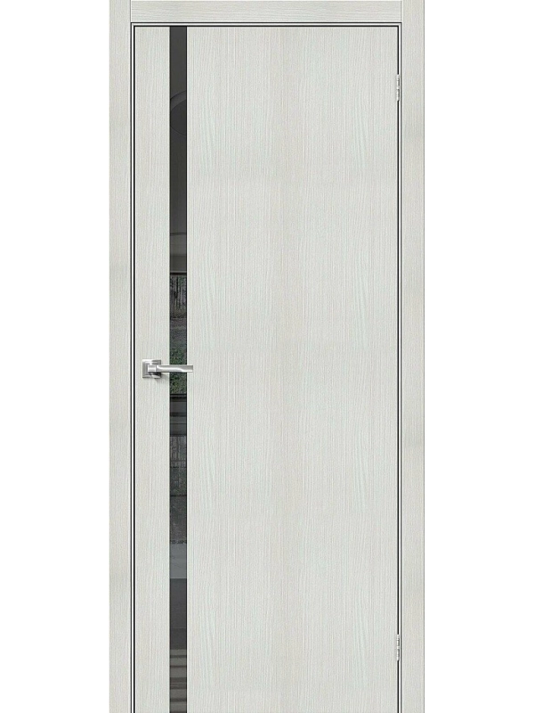 Межкомнатная дверь экошпон Браво-1.55 Bianco Veralinga со стеклом Mirox Grey