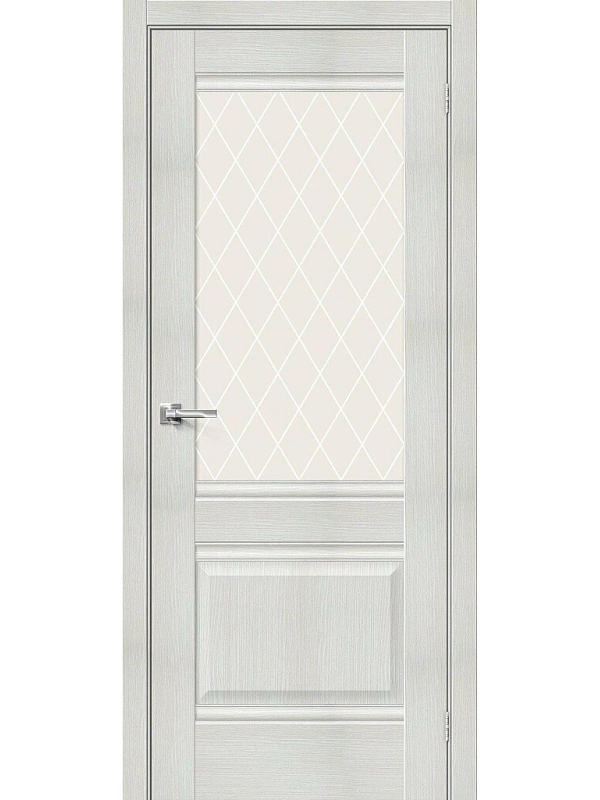 Межкомнатная дверь экошпон Прима-3 Bianco Veralinga со стеклом White Сrystal