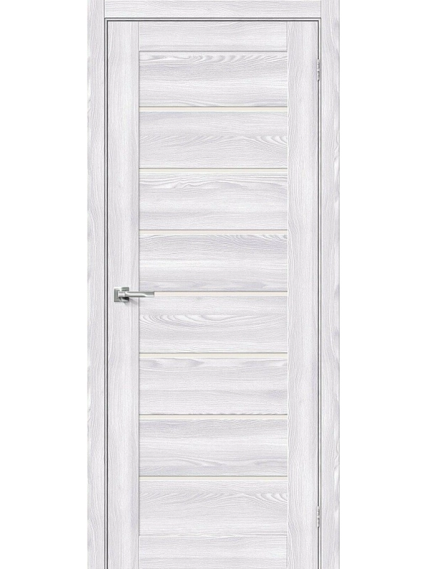 Межкомнатная дверь экошпон Браво-22 Riviera Ice со стеклом Magic Fog
