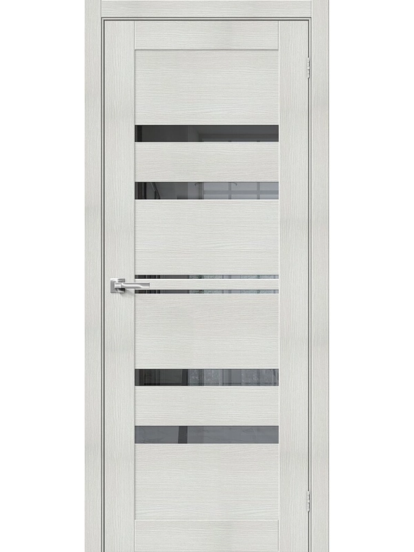 Межкомнатная дверь экошпон Браво-30 Bianco Veralinga со стеклом Mirox Grey