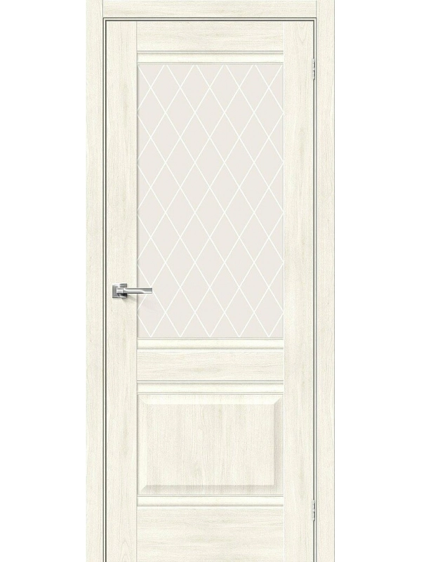Межкомнатная дверь экошпон Прима-3 Nordic Oak со стеклом White Сrystal