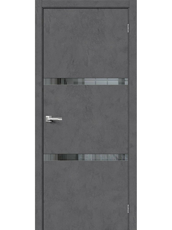 Межкомнатная дверь экошпон Браво-2.55 Slate Art со стеклом Mirox Grey