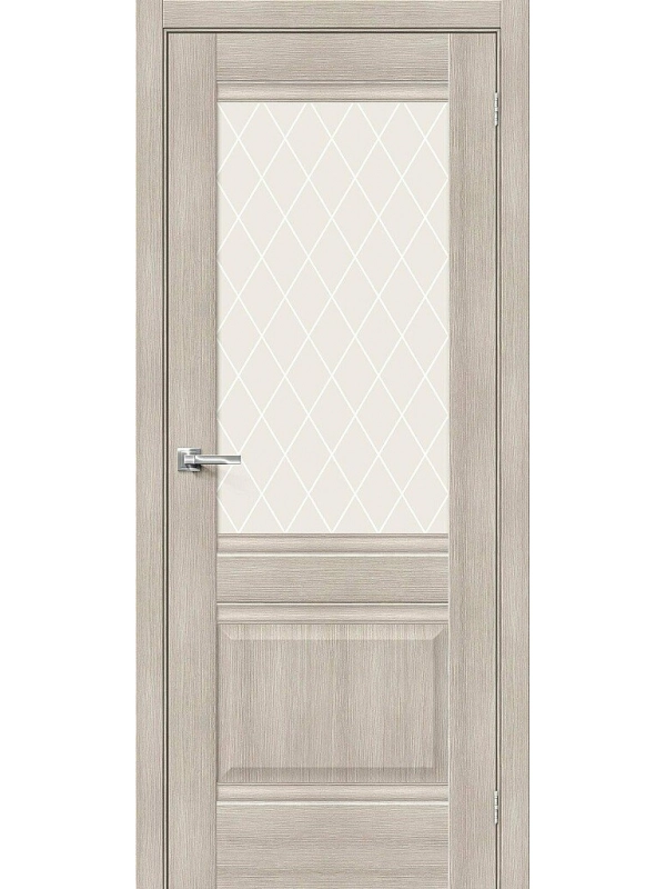 Межкомнатная дверь экошпон Прима-3 Cappuccino Melinga со стеклом White Сrystal