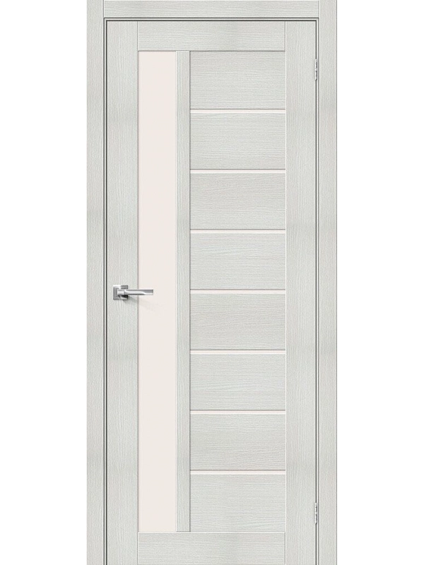 Межкомнатная дверь экошпон Браво-27 Bianco veralinga со стеклом Magic Fog