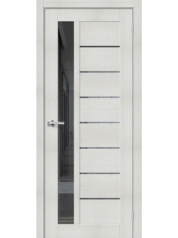 Межкомнатная дверь экошпон Браво-27 Bianco veralinga со стеклом Mirox Grey